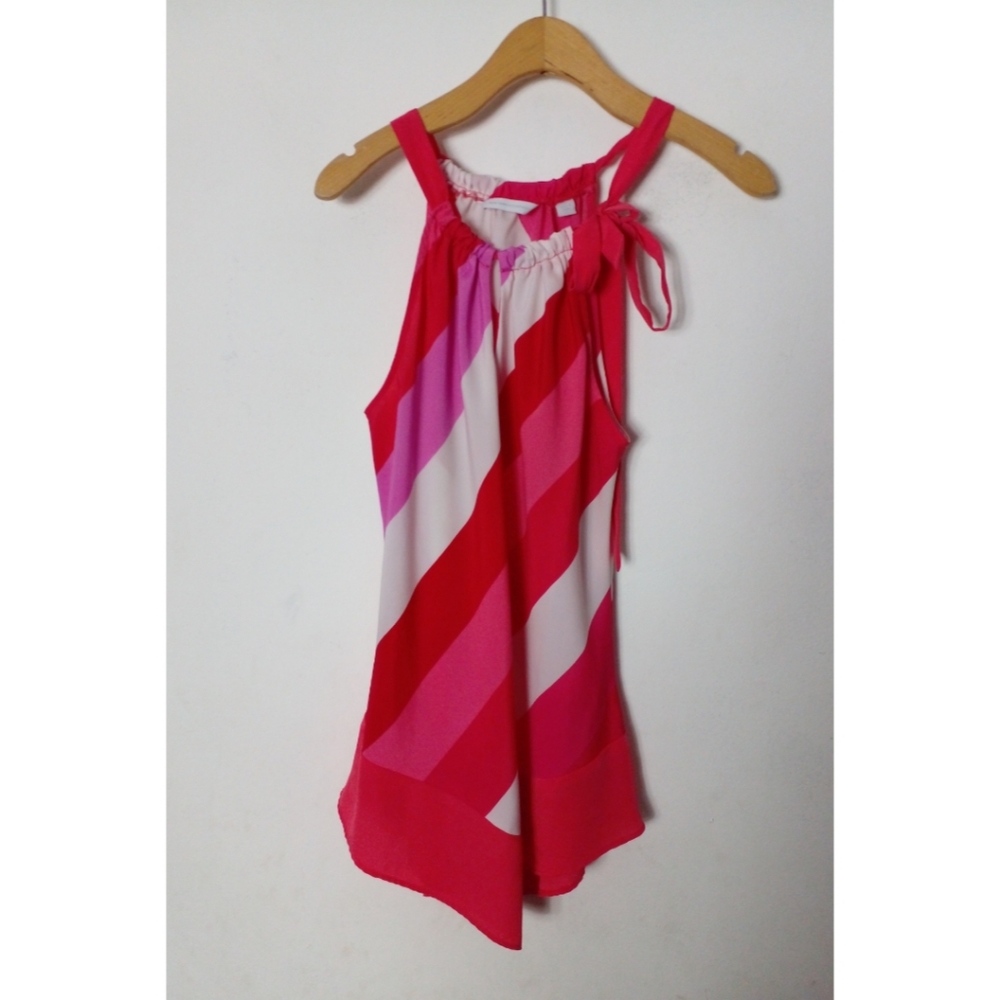 New York & Company Women's Sleeveless High Neck Tie Blouse Top Size S